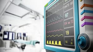 Medical monitor showing vital health information. 3D illustration